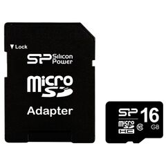 Карта памяти Silicon Power 16GB microSDHC Class 10 (SP016GBSTH010V10-SP) + SD Adapter