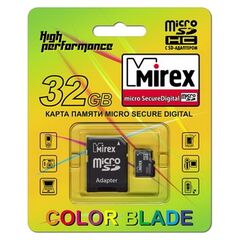 Карта памяти Mirex 32GB microSDHC Class 4 + SD Adapter (13613-ADTMSD32)