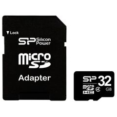 Карта памяти Silicon Power 32GB MicroSDHC Class 4 (SP032GBSTH004V10-SP) + SD Adapter