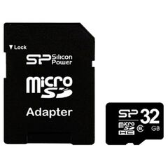 Карта памяти Silicon Power 32GB microSDHC Class 6 (SP032GBSTH006V10-SP) + SD adapter