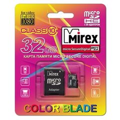 Карта памяти Mirex microSDHC 32GB Class 10 + SD Adapter (13613-AD10SD32)