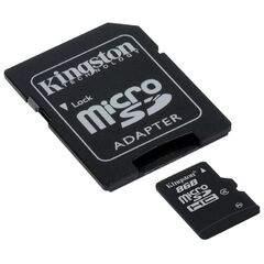 Карта памяти Kingston 8Gb MicroSDHC Class 4 (SDC4/8GB) + SD Adapter