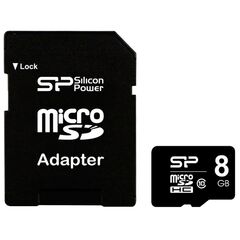Карта памяти Silicon Power 8GB MicroSDHC Class 10 (SP008GBSTH010V10-SP) + SD Adapter
