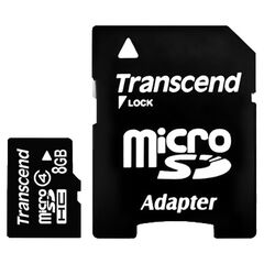 Карта памяти Transcend 8GB MicroSDHC Class 4 + SD Adapter (TS8GUSDHC4)