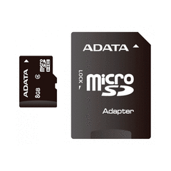 Карта памяти ADATA microSDHC 8GB Class 4 + SD adapter
