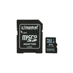 Карта памяти Kingston microSDHC 4GB Class 4 + SD Adapter (SDC4/4GB)