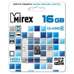 Карта памяти microSDHC MIREX 16GB class 4 (13612-MCROSD16)