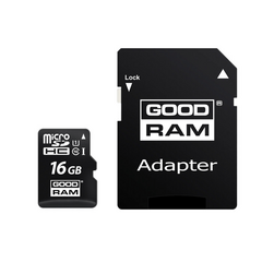 Карта памяти GOODRAM microSDHC 16GB UHS-I U1 Class 10 + SD Adapter (M1AA-0160R11)