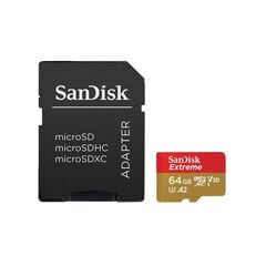 SanDisk Extreme microSDXC 64GB I U3 V30 A2 with Adapter (SDSQXA2-064G-GN6MA)