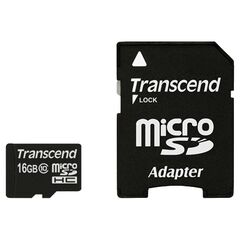 Карта памяти Transcend microSDHC (Class 10) 16GB + адаптер (TS16GUSDHC10)