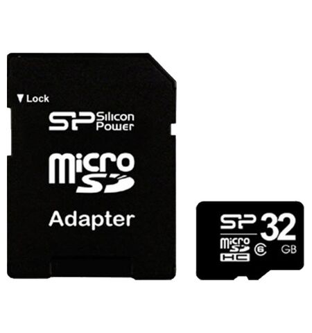 Карта памяти Silicon Power 32GB microSDHC Class 6 (SP032GBSTH006V10-SP) + SD adapter