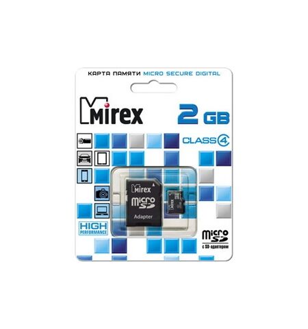 Карта памяти Mirex MicroSDHC 2GB Class 4 + SD Adapter (13613-ADTMSD02)
