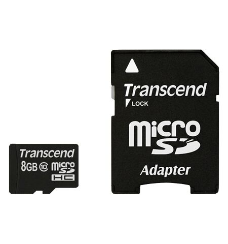 Карта памяти Transcend MicroSDHC 8GB Class 10  + SD Adapter (TS8GUSDHC10)