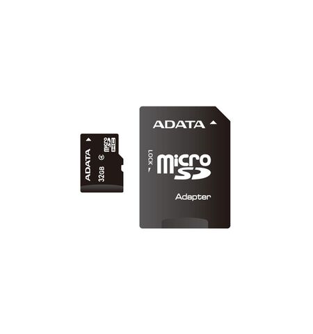 Карта памяти ADATA microSDHC 32GB Class 4 + SD adapter (AUSDH32GCL4-RA1)
