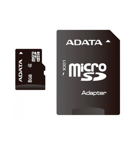 Карта памяти ADATA microSDHC 8GB Class 4 + SD adapter