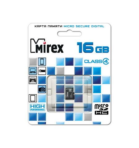 Карта памяти microSDHC MIREX 16GB class 4 (13612-MCROSD16)