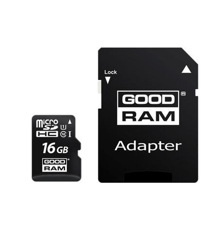 Карта памяти GOODRAM microSDHC 16GB UHS-I U1 Class 10 + SD Adapter (M1AA-0160R11)