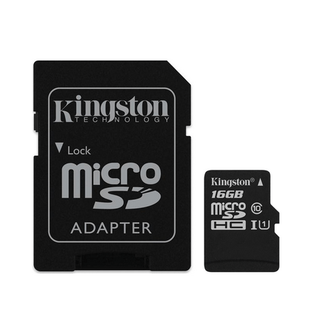 Карта памяти Kingston microSDHC 16GB UHS-I Class 10 + SD Adapter (SDC10G2/16GB)