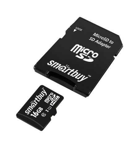 Карта памяти smartbuy 16GB microSDHC Class10 UHS-I U1 + SD Adapter (SB16GBSDCL10-01)
