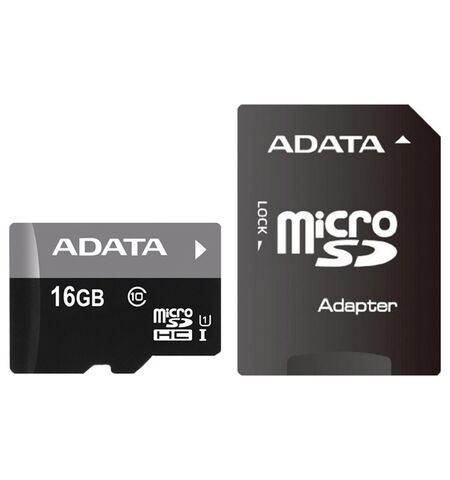 Карта памяти ADATA Premier microSDHC 16GB Class 10 UHS-I U1 with SD Adapter (AUSDH16GUICL10-RA1)