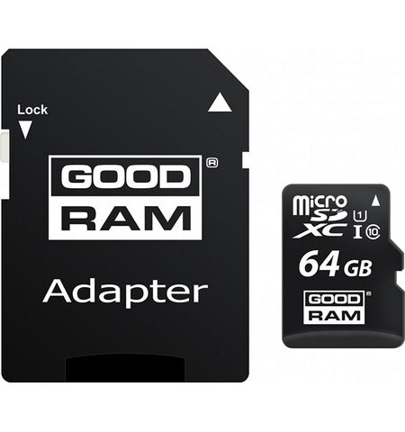 Карта памяти GOODRAM M1AA microSDXC 64GB Class10 UHS-I + SD Adapter (M1AA-0640R12)