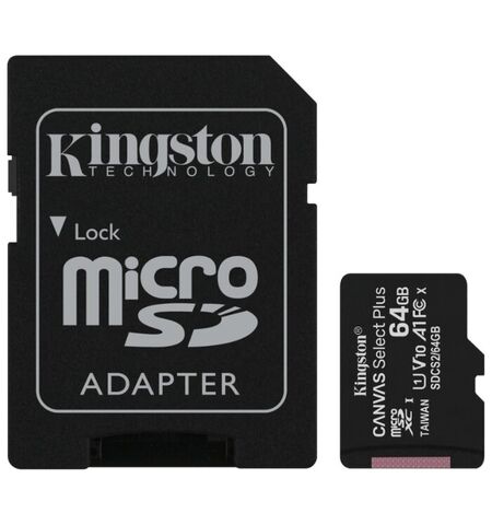 Карта памяти Kingston Canvas Select Plus microSDXC 64GB + ADAPTER (SDCS2/64GB)