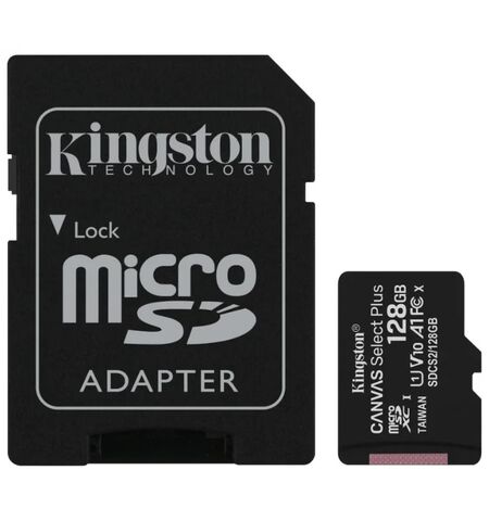 Карта памяти Kingston Canvas Select Plus microSDXC 128GB Class10 UHS-I U1 V10 A1 with SD Adapter (SDCS2/128GB)