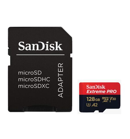 Карта памяти SanDisk Extreme PRO microSDXC 128GB Class 10 UHS-I U3 V30 A2 with SD Adapter (SDSQXCY-128G-GN6MA)