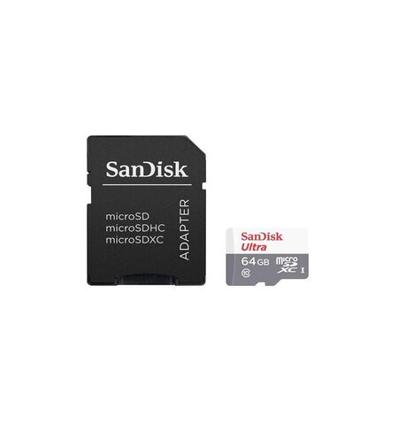 Карта памяти SanDisk Ultra microSDXC 64GB Class10 UHS-I U1 with SD Adapter (SDSQUNR-064G-GN3MA)