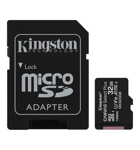 Карта памяти Kingston Canvas Select Plus microSDXC 32GB Class10 UHS-I U1 V10 A1 + SD Adapter (SDCS2/32GB)