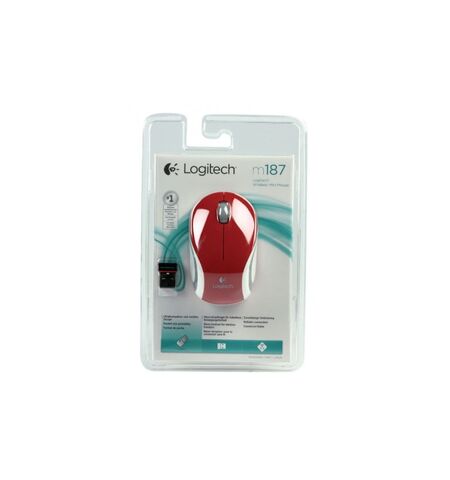 Мышь Logitech Wireless Mini Mouse M187 Red, 2-е