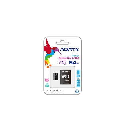 Карта памяти ADATA Premier microSDXC 64GB Class10 UHS-I + SD adapter, 2-е фото товара в интерент-магазине freenet.by Карта памяти ADATA Premier microSDXC 64GB Class10 UHS-I + SD adapter, 2-е