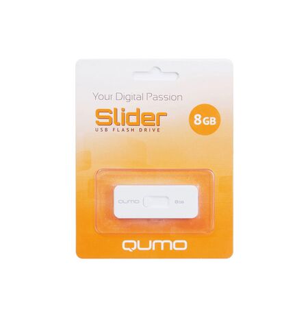 USB Flash QUMO 8GB Slider 01 White, 3-е