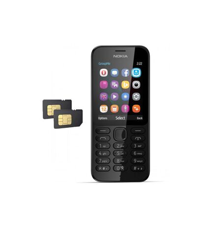 Кнопочный телефон Nokia 222 Dual Sim (RM-1136) Black, 5-е