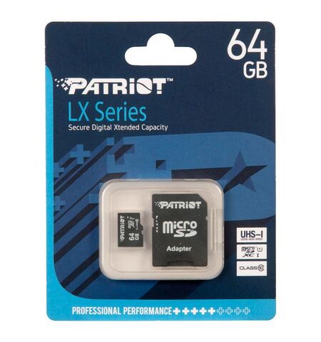 Карта памяти Patriot LX Series microSDXC 64GB Class 10 + SD Adapter (PSF64GMCSDXC10), 2-е