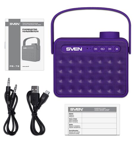 Портативная колонка SVEN PS-72 Purple, 4-е
