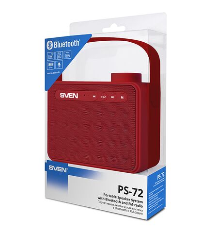 Портативная колонка SVEN PS-72 Red, 5-е