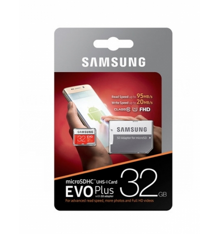 Карта памяти Samsung EVO Plus microSDHC 32GB Class 10 UHS-I U1 with SD Adapter (MB-MC32GA), 5-е