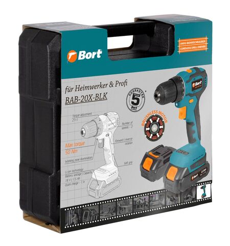 Дрель-шуруповерт Bort BAB-20X-BLK, 8-е
