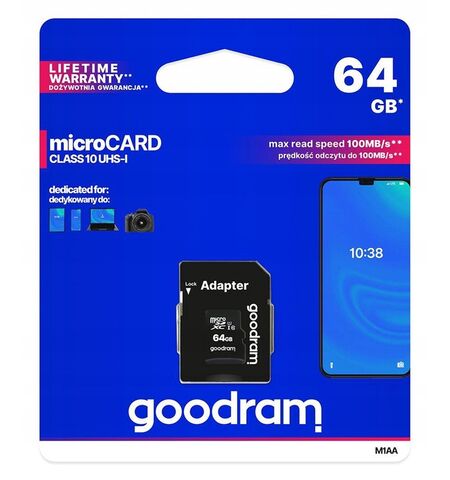 Карта памяти GOODRAM M1AA microSDXC 64GB Class10 UHS-I + SD Adapter (M1AA-0640R12), 3-е