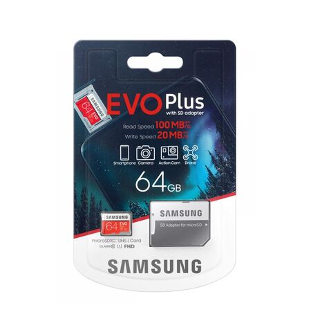 Карта памяти Samsung EVO Plus microSDXC 64GB Class 10 UHS-I U1 with SD Adapter (MB-MC64HA), 4-е фото товара в интерент-магазине freenet.by Карта памяти Samsung EVO Plus microSDXC 64GB Class 10 UHS-I U1 with SD Adapter (MB-MC64HA), 4-е