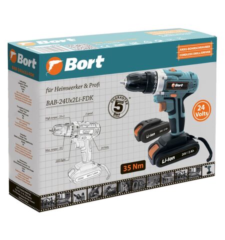 Дрель-шуруповерт Bort BAB-24Ux2Li-FDK, 8-е