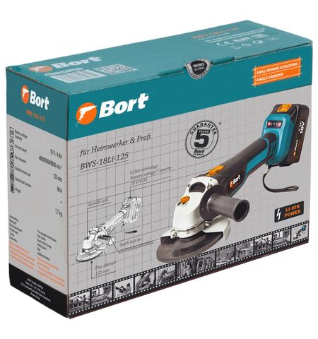 Угловая шлифмашина (болгарка) Bort BWS-18Li-125, 11-е