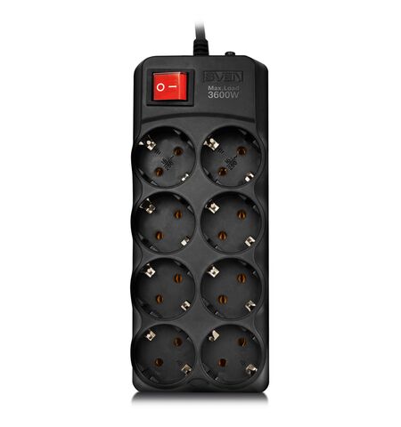 Сетевой фильтр SVEN SF-08-16 Black (8 розеток 1.8 м), 2-е