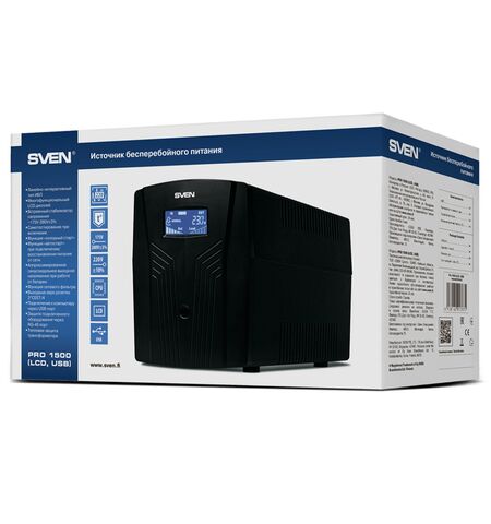 Источник бесперебойного питания SVEN PRO 1500 (LCD, USB), 5-е фото товара в интерент-магазине freenet.by Источник бесперебойного питания SVEN PRO 1500 (LCD, USB), 5-е