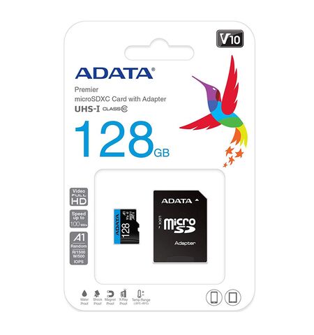 Карта памяти ADATA Premier microSDXC 128GB Class10 UHS-I U1 V10 A1 with SD Adapter (AUSDX128GUICL10A1-RA1), 2-е фото товара в интерент-магазине freenet.by Карта памяти ADATA Premier microSDXC 128GB Class10 UHS-I U1 V10 A1 with SD Adapter (AUSDX128GUICL10A1-RA1), 2-е