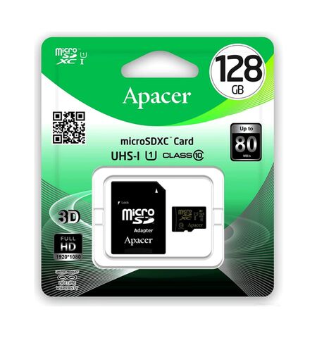 Карта памяти Apacer microSDXC 128GB Class10 UHS-I with SD Adapter (AP128GMCSX10U1-R), 2-е