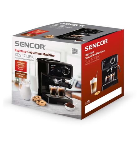 Рожковая помповая кофеварка SENCOR SES 1710BK, 15-е фото товара в интерент-магазине freenet.by Рожковая помповая кофеварка SENCOR SES 1710BK, 15-е