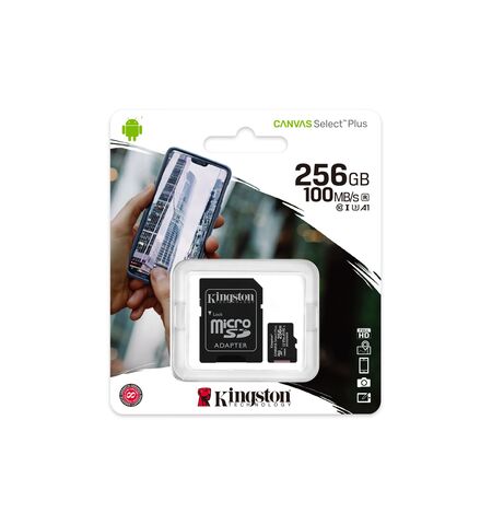 Карта памяти Kingston Canvas Select Plus microSDXC 256GB Class10 UHS-I U3 V30 A1 with SD Adapter (SDCS2/256GB), 3-е