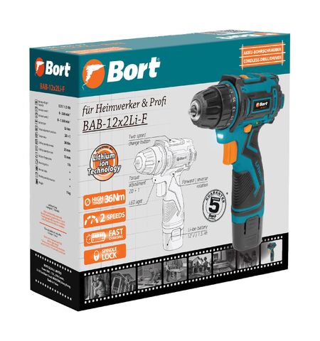 Дрель-шуруповерт Bort BAB-12x2Li-F, 6-е
